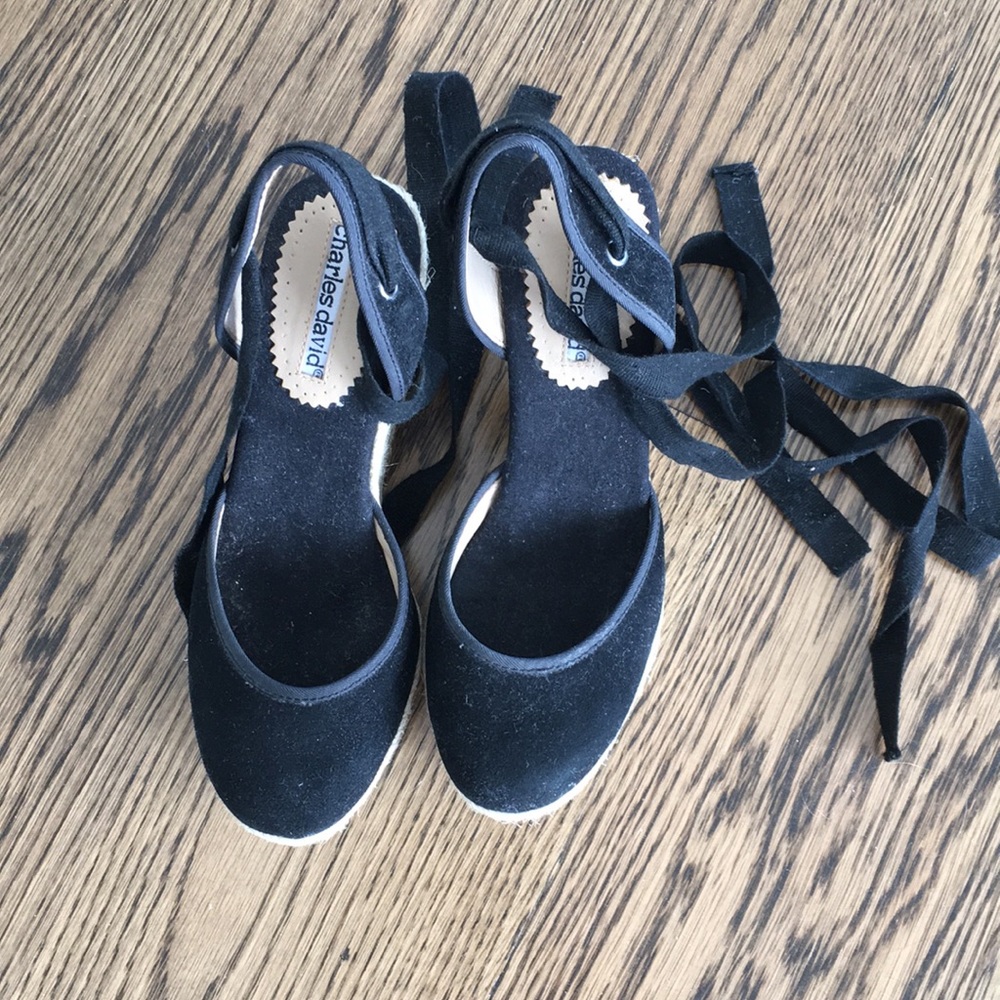 Black lace up espadrilles